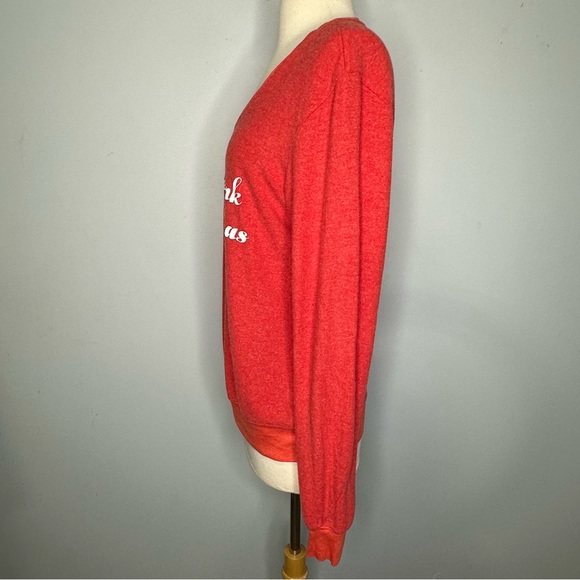 Wildfox Red V-Neck Pullover “Merry Drunk I’m Christmas” Sweatshirt Size S - Picture 4 of 10
